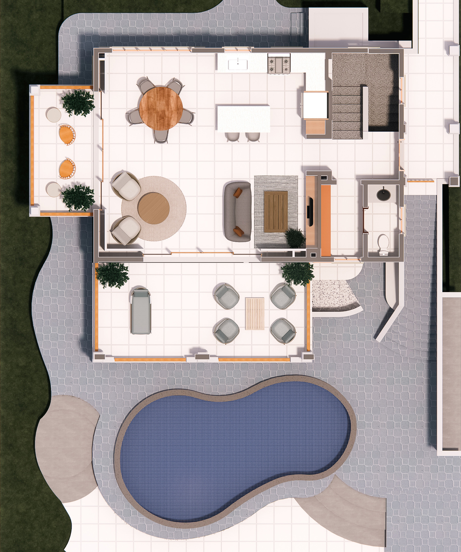 Cala Azul Honeymoon Villa 1B upper level floor plans