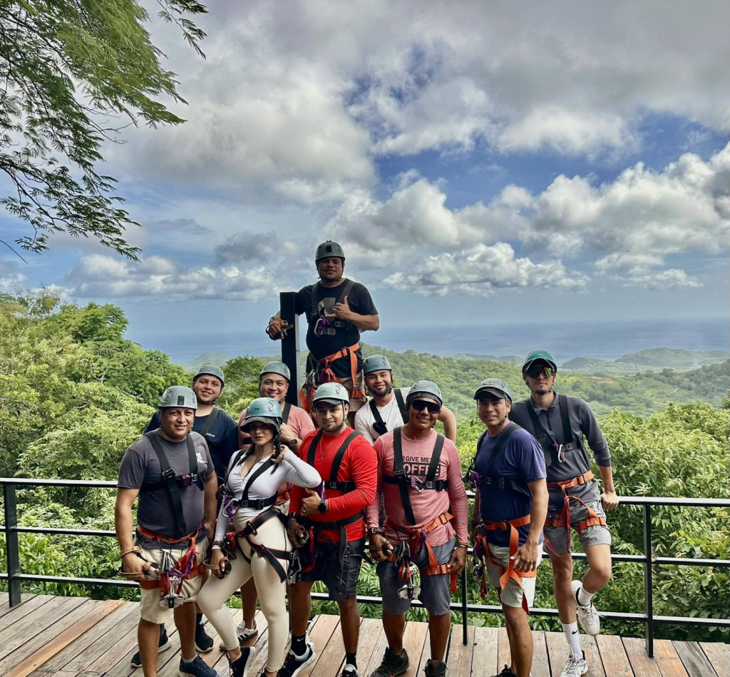 Group of guests gathered at a scenic overlook during an outdoor adventure in Nicaragua